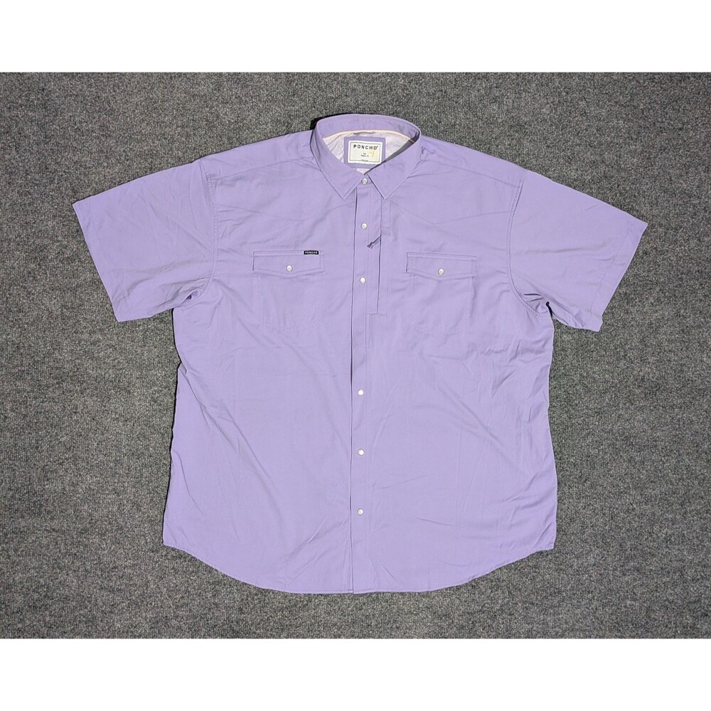 Poncho Shirt Mens XXL Regular Fit Pearl Snap Short Sleeve Purple